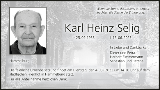 Anzeige von Karl Heinz Selig von MGO