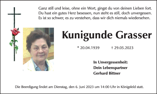 Anzeige von Kunigunde Grasser von MGO
