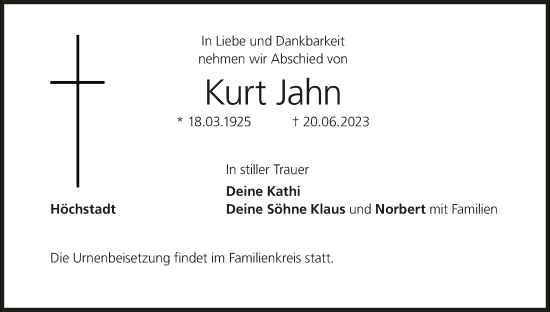 Anzeige von Kurt Jahn von MGO