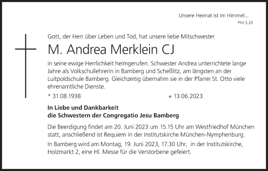 Anzeige von M. Andrea Merklein von MGO