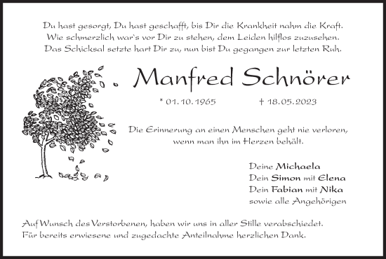 Anzeige von Manfred Schnörer von MGO