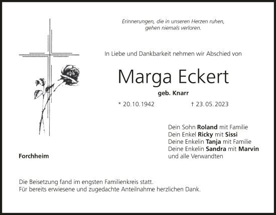 Anzeige von Marga Eckert von MGO