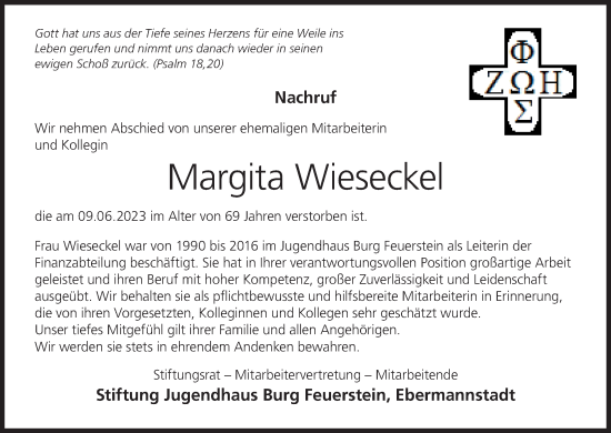 Anzeige von Margita Wieseckel von MGO