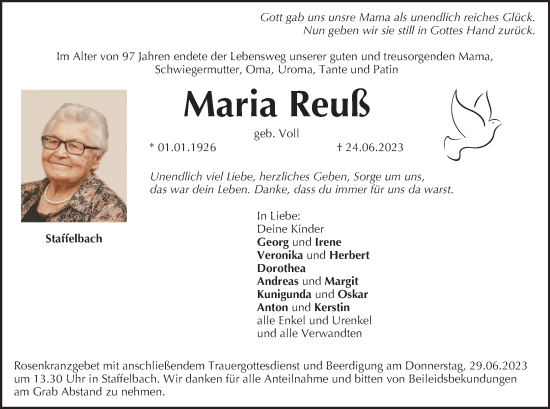 Anzeige von Maria Reuß von MGO