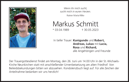 Anzeige von Markus Schmitt von MGO