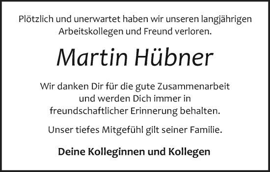 Anzeige von Martin Hübner von MGO