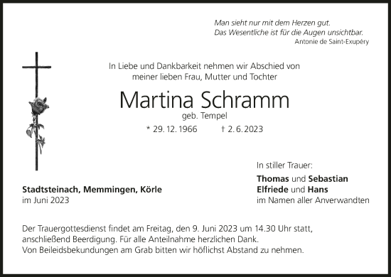 Anzeige von Martina Schramm von MGO