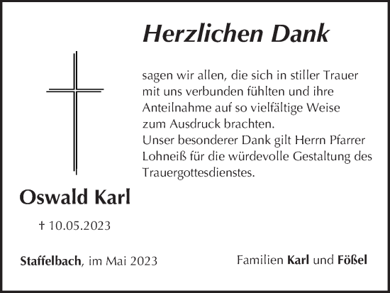 Anzeige von Oswald Karl von MGO