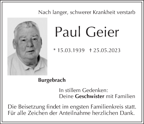 Anzeige von Paul Geier von MGO