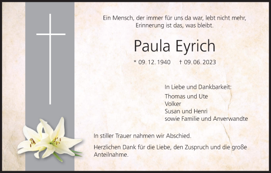 Anzeige von Paula Eyrich von MGO