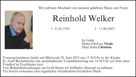 Anzeige von Reinhold Welker von MGO