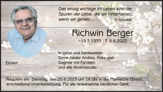 Anzeige von Richwin Berger von MGO