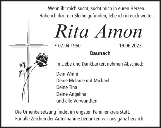 Anzeige von Rita Amon von MGO