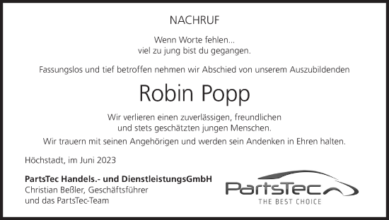 Anzeige von Robin Popp von MGO