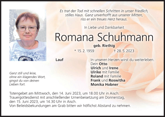 Anzeige von Romana Schuhmann von MGO