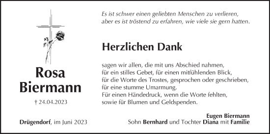 Anzeige von Rosa Biermann von MGO