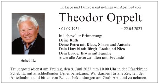 Anzeige von Theodor Oppelt von MGO