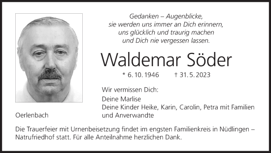Anzeige von Waldemar Söder von MGO