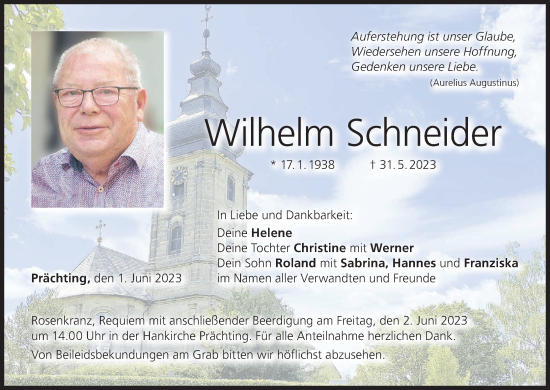 Anzeige von Wilhelm Schneider von MGO
