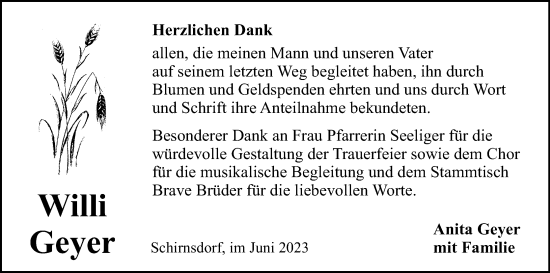 Anzeige von Willi Geyer von MGO