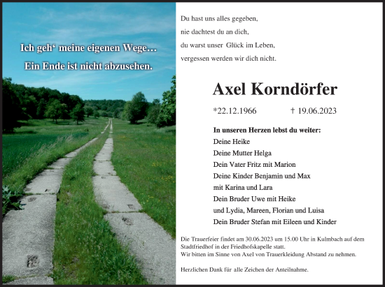 Anzeige von Axel Korndörfer von MGO