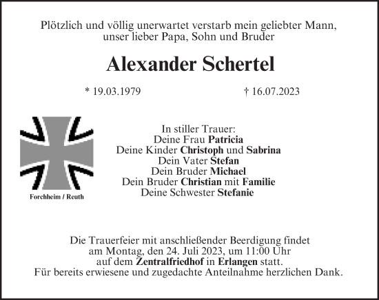 Anzeige von Alexander Schertel von MGO