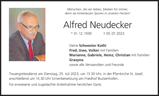 Anzeige von Alfred Neudecker von MGO