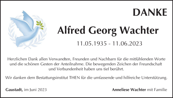 Anzeige von Alfred Georg Wachter von MGO