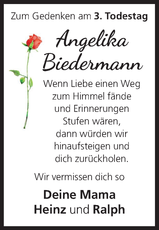 Anzeige von Angelika Biedermann von MGO