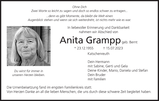 Anzeige von Anita Grampp von MGO
