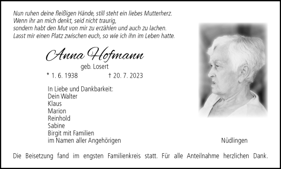 Anzeige von Anna Hofmann von MGO
