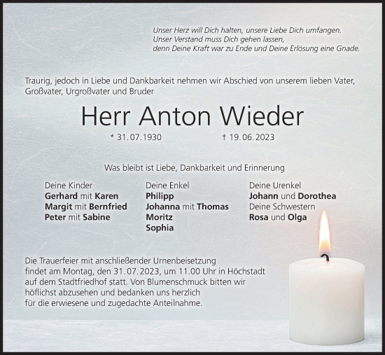 Anzeige von Anton Wieder von MGO