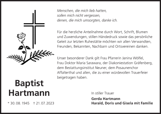 Anzeige von Baptist Hartmann von MGO
