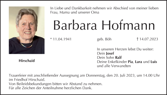 Anzeige von Barbara Hofmann von MGO