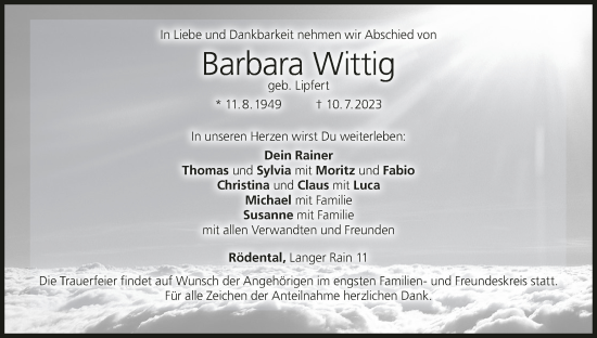 Anzeige von Barbara Wittig von MGO