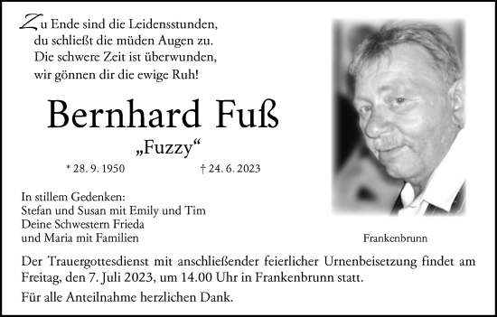 Anzeige von Bernhard Fuß von MGO