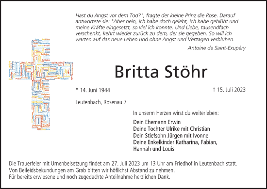 Anzeige von Britta Stöhr von MGO