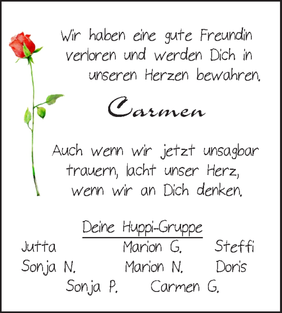 Anzeige von Carmen Nüßlein von MGO