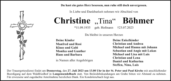 Anzeige von Christine Böhmer von MGO