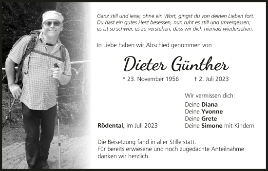 Anzeige von Dieter Günther von MGO