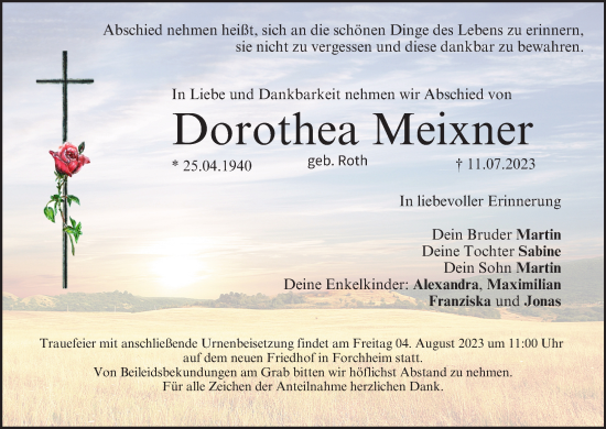Anzeige von Dorothea Meixner von MGO