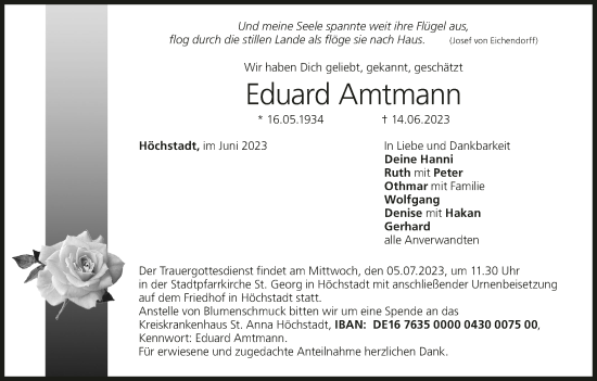 Anzeige von Eduard Amtmann von MGO