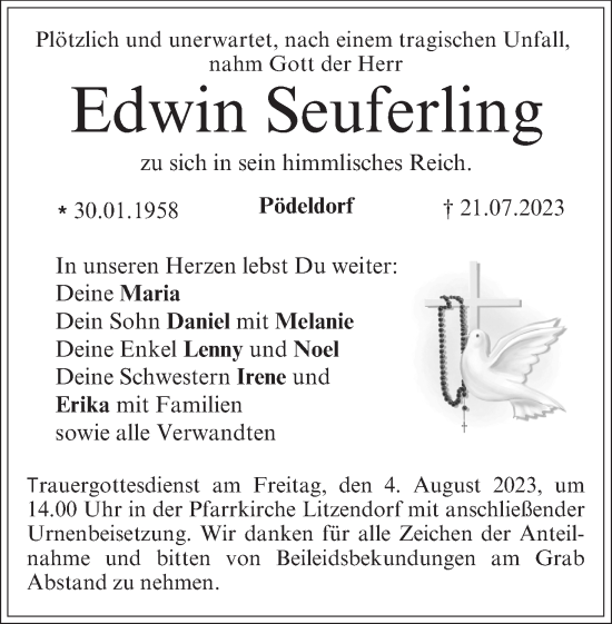 Anzeige von Edwin Seuferling von MGO