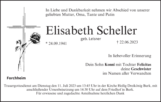 Anzeige von Elisabeth Scheller von MGO