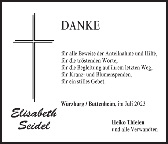 Anzeige von Elisabeth Seidel von MGO