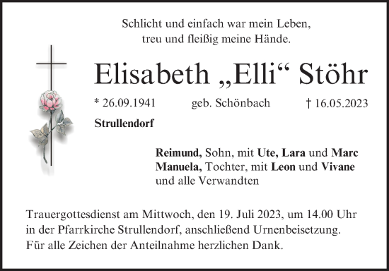 Anzeige von Elisabeth Stöhr von MGO