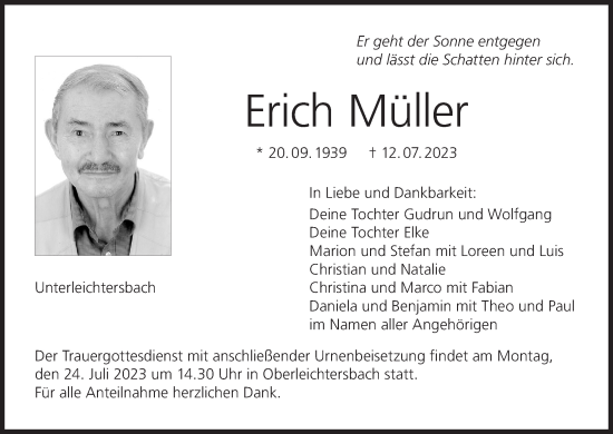 Anzeige von Erich Müller von MGO