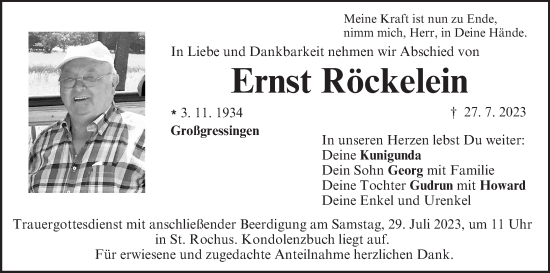 Anzeige von Ernst Röckelein von MGO