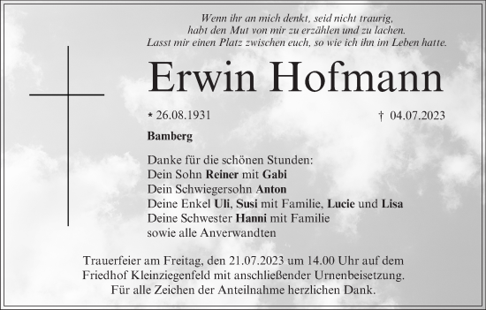 Anzeige von Erwin Hofmann von MGO
