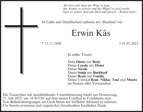 Anzeige von Erwin Käs von MGO